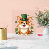 Corgi Lover Shamrock Happy St Patricks Day Acryl Bord (Huwelijk)