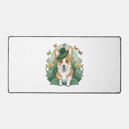 Corgi Lover Shamrock Happy St Patricks Day Bureaumat (Voorkant)