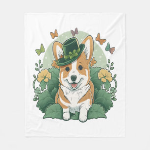 Corgi Lover Shamrock Happy St Patricks Day Fleece Deken