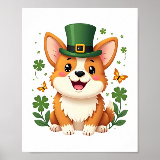 Corgi Lover Shamrock Happy St Patricks Day Poster (Voorkant)