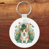 Corgi Lover Shamrock Happy St Patricks Day Sleutelhanger (Voorkant)