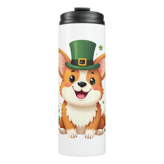 Corgi Lover Shamrock Happy St Patricks Day Thermosbeker (Voorkant)