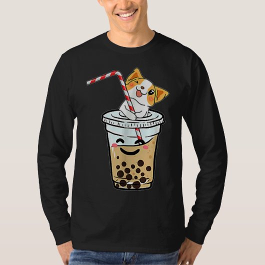 Corgi Loves Bubble Tea T-shirt (Voorkant)