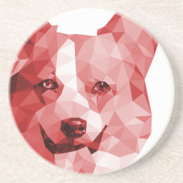Corgi Low Poly Art in Red Zandsteen Onderzetter
