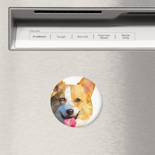 Corgi Low Poly Art Magneet (Insitu (Vaatwasser))