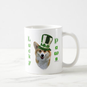 Corgi Lucky Paws; Corgi St Patrick's Day cadeau Koffiemok
