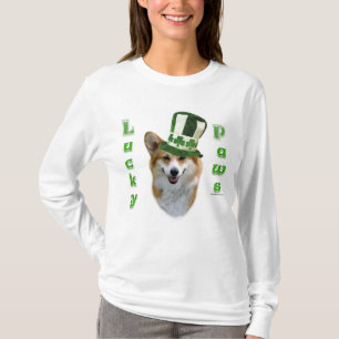 Corgi Lucky Paws; Corgi St Patrick's Day cadeau T-shirt
