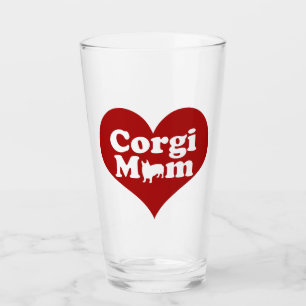 Corgi Ma Cute Red Heart Glas