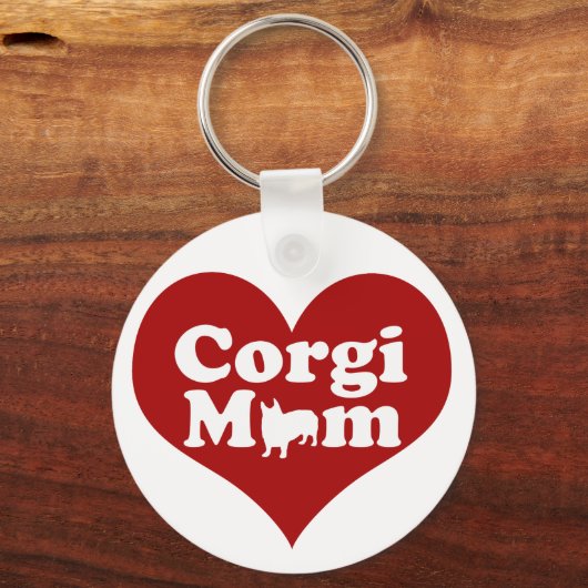 Corgi Ma Cute Red Heart Sleutelhanger (Achterkant)