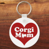 Corgi Ma Cute Red Heart Sleutelhanger (Voorkant)