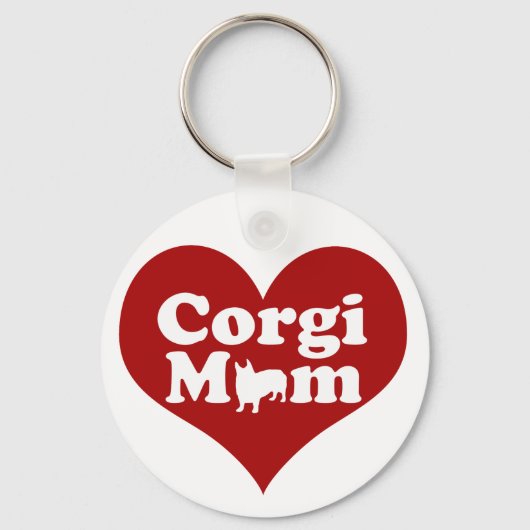 Corgi Ma Cute Red Heart Sleutelhanger (Achterkant)