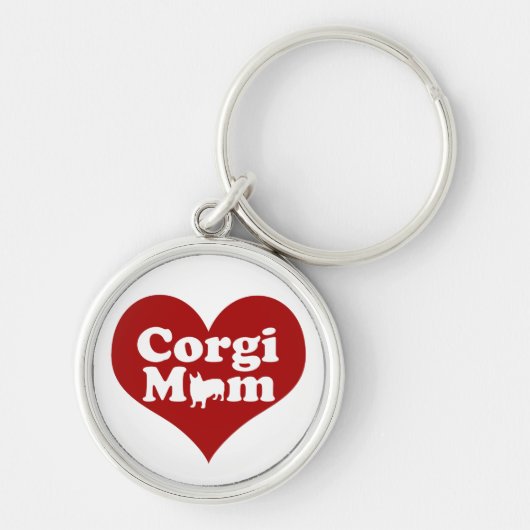 Corgi Ma Cute Red Heart Sleutelhanger (Voorkant)
