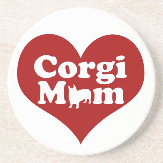 Corgi Ma Cute Red Heart Zandsteen Onderzetter (Voorkant)