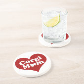 Corgi Ma Cute Red Heart Zandsteen Onderzetter (Zijkant)