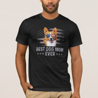 Corgi Mam  Amerikaanse vlag Patriotic Dog T-shirt