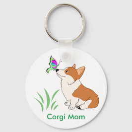 Corgi Mam met Butterfly Sleutelhanger
