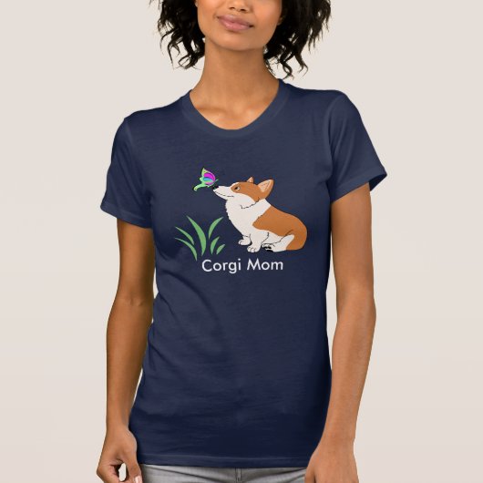 Corgi Mam met Butterfly T-shirt (Voorkant)