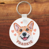 Corgi mam met hartstikke hond illustratie sleutelhanger (Achterkant)