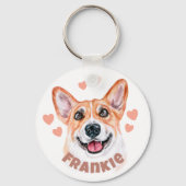 Corgi mam met hartstikke hond illustratie sleutelhanger (Achterkant)