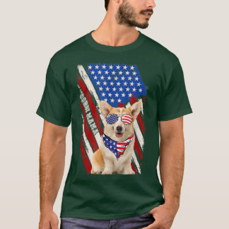 Corgi Mama American Vlag op 4 juli Corgi Lov T-shirt