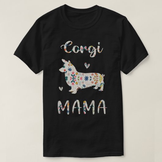Corgi Mama Bloemige Hond Moeder Liefde-552 T-shirt (Design voorkant)