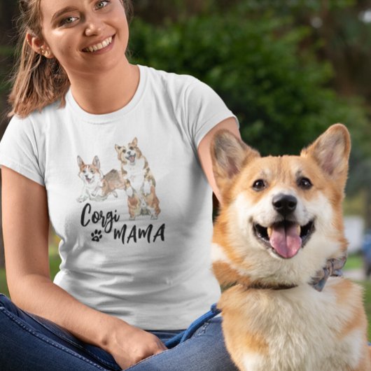 Corgi Mama Cute Waterverf dog T-shirt
