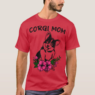 Corgi mama Dog Mothers Cute Spring Floral Flowers T-shirt