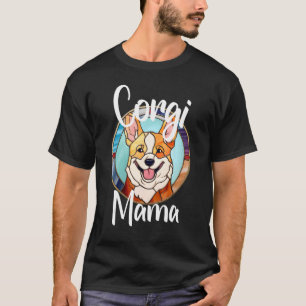 Corgi Mama Hond Mama Puppy Kleurrijke Huisdier Bon T-shirt