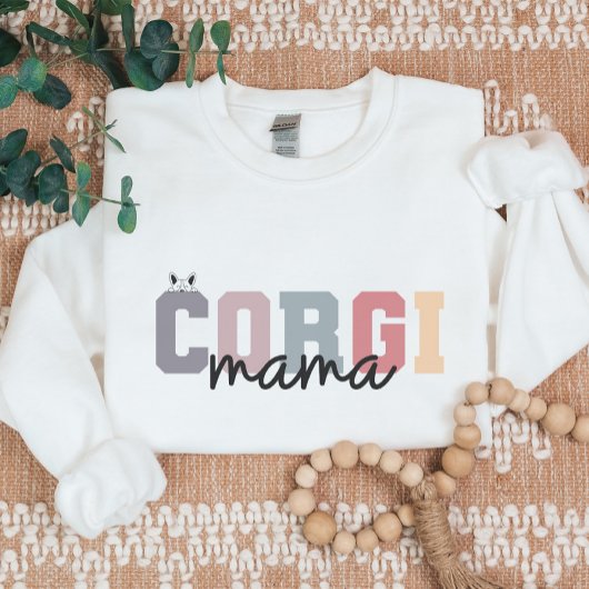 Corgi Mama Hond Retro College stijl gepersonalisee Trui