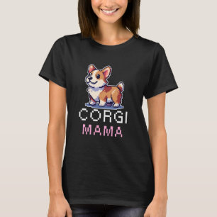 Corgi Mama Pixel Art Schattige Hondeneigenaar Vrou T-shirt