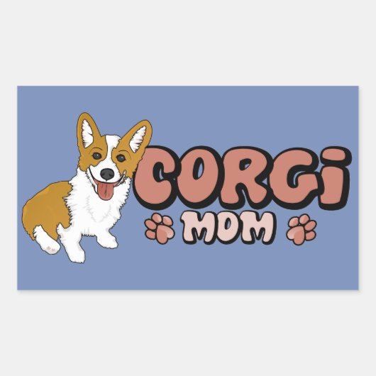 Corgi Mama Rechthoekige Sticker (Voorkant)