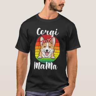 Corgi Mama Red Polka Retro Rainbow Hondenliefhebbe T-shirt