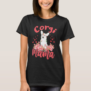 Corgi Mama Zalig Moederdag Bloemige Corgi Hond T-shirt