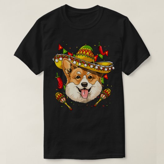Corgi Mannen Vrouwen Kinder Sombrero T-shirt (Design voorkant)