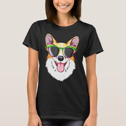 Corgi Mardi Gras Carnaval Masker Corgi T-shirt (Voorkant)