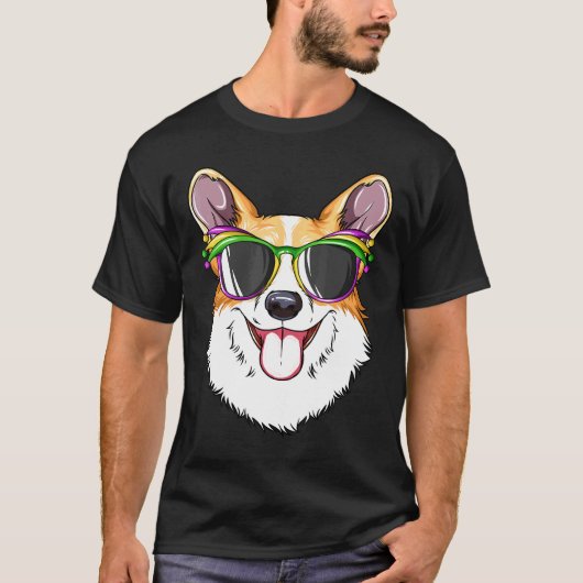 Corgi Mardi Gras Carnaval Masker Corgi T-shirt (Voorkant)