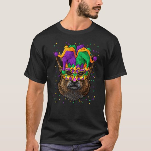 Corgi Mardi Gras Hondengezicht Carnaval Narrenfees T-shirt (Voorkant)