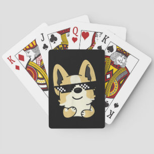 Corgi Meme Pixel Sunbril Cute Dog Pokerkaarten