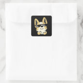 Corgi Meme Pixel Sunglasses Cute Dog Vierkante Sticker (Tas)