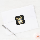 Corgi Meme Pixel Sunglasses Cute Dog Vierkante Sticker (Envelop)