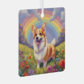 Corgi Memorial aangepaste hondennaam schattige reg Metalen Ornament (Voorkant Rechts)
