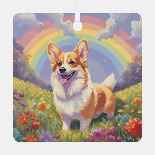 Corgi Memorial aangepaste hondennaam schattige reg Metalen Ornament (Voorkant)