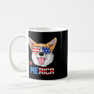 Corgi Merica 4 juli T-shirt kinderen jongens meisj Koffiemok