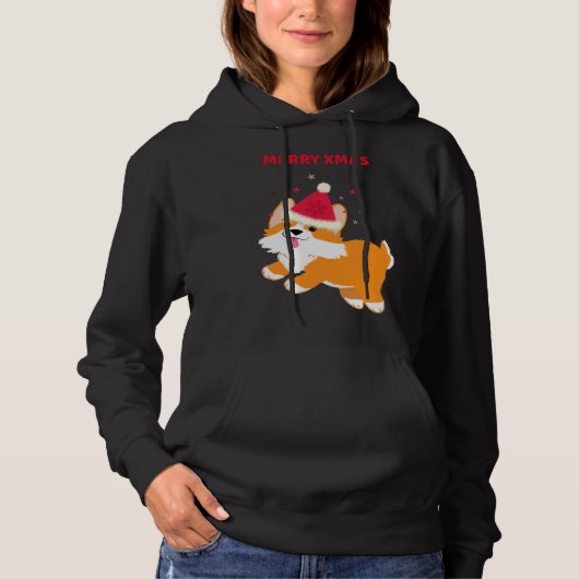 Corgi Merry Xmas Hoodie (Voorkant)