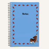 Corgi met bladeren - Blauw - Notitieboek (Voorkant)