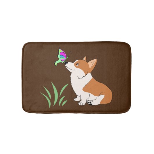 Corgi met Butterfly Badmat (Voorkant)