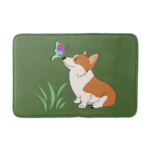 Corgi met Butterfly Badmat (Voorkant)
