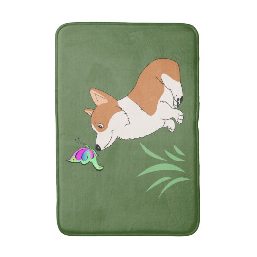 Corgi met Butterfly Badmat (Voorkant Verticaal)