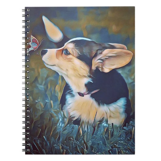 Corgi met Butterfly Notitieboek (Voorkant)