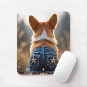 Corgi met denim shorts muismat